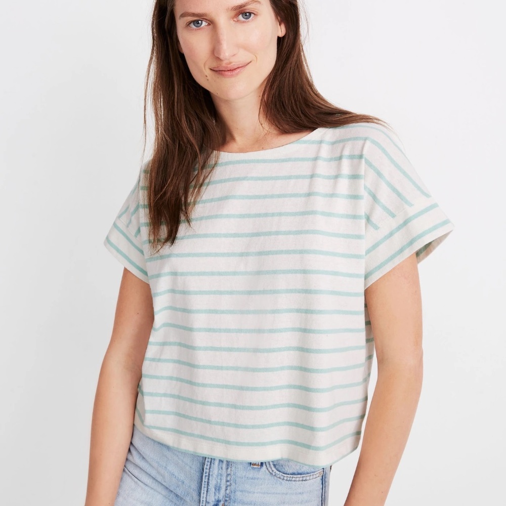 Madewell Boxy-Crop Tee in Stripe Size M